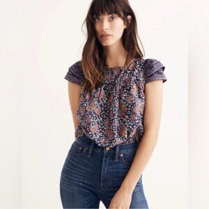 EUC Madewell Story Top Fan Floral Mix Print Size 00